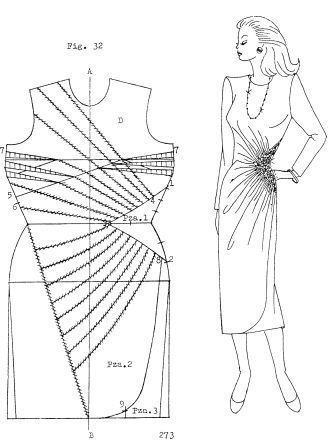 moldes de vestidos drapeados en costado