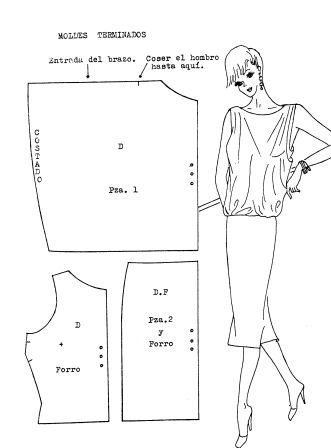 moldes de vestidos drapeados en costados