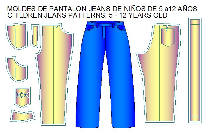 moldes pantalon estilo jeans de ni&ntilde;os